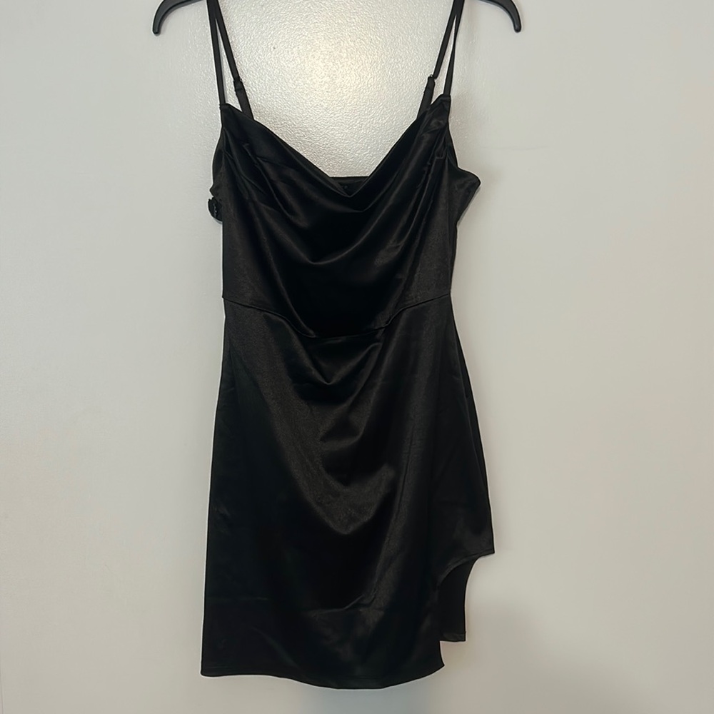 Cowl-neck Satin Mini-dress